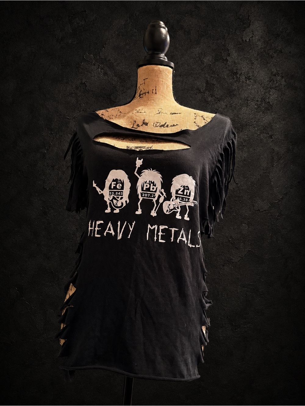 Heavy Metals Black Fringe Graphic Women's Top